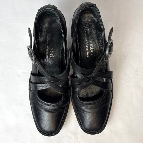 Josef Seibel Marissa Black Leather Mary Jane Heel Pump Shoes Size US 7-7.5 - Picture 6 of 10
